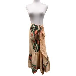 Nema Resort Wear Embroidered Boho Wrap Skirt Bikini Cover Up Aztec Small Beach